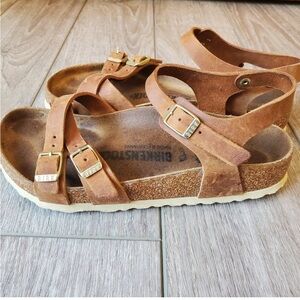 Birkenstocks Kumba Sandals, in Cognac Oiled Leather, EU women's size 36